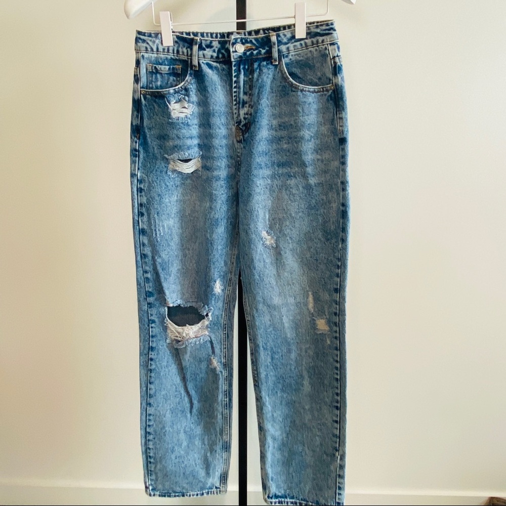 Shein High Waisted Distressed Ripped Jeans Size L - Picture 3 of 8